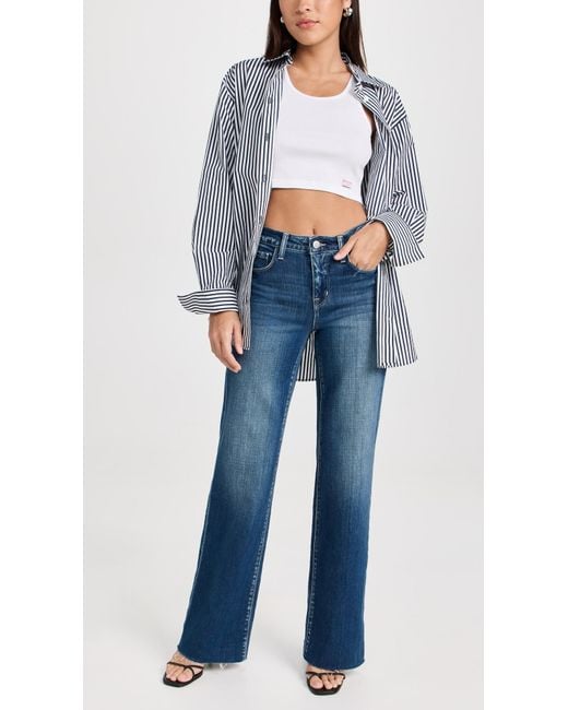 L'Agence Blue Scottie High Rise Wide Leg Jeans