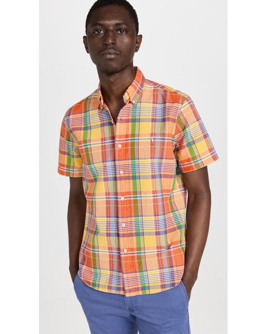 Polo Ralph Lauren Classic Oxford Short Sleeve Sport Shirt in Orange for Men  | Lyst Canada
