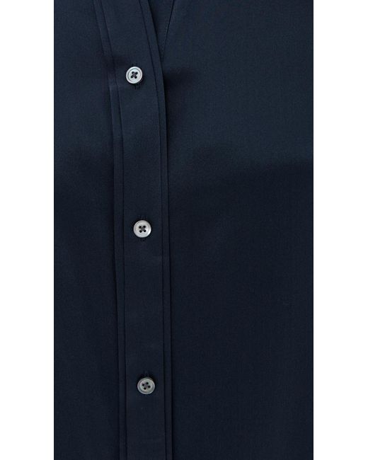 Twp Blue Joey Button Down Silk Top