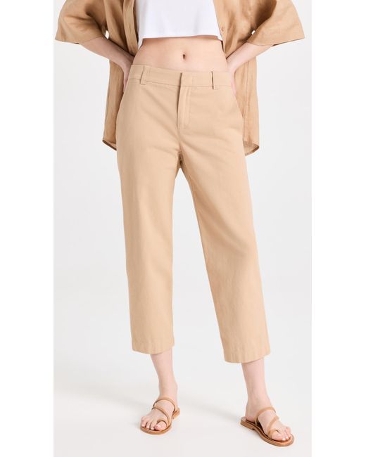 Vince Low Rise Washed Cotton Crop Pants in Natural | Lyst