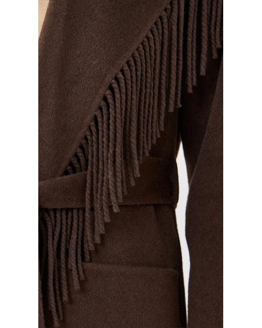 Jonathan Simkhai Black Carrie Fringe Robe Coat