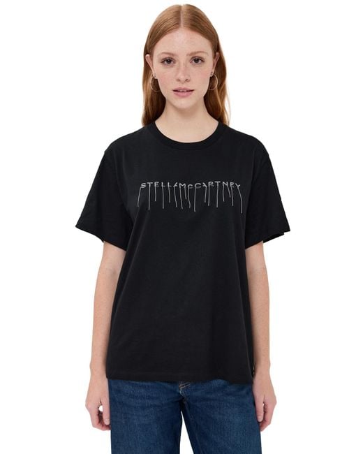 Stella McCartney Black Embroidered Stella Logo T-Shirt