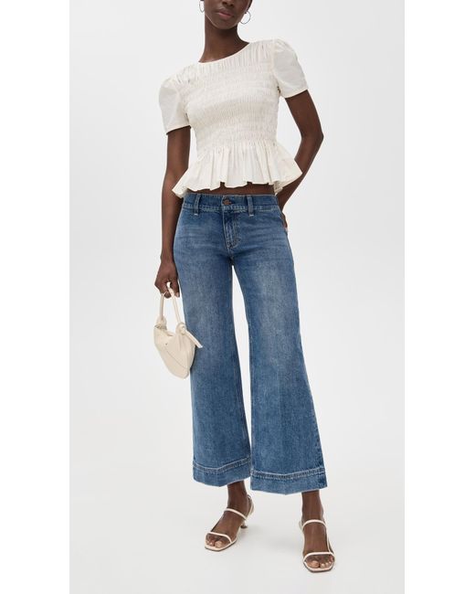 Alice + Olivia Blue Slay Clean Wide Leg Ankle Jeans