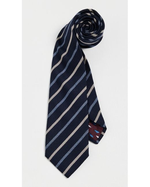 Paul Smith Blue Wool Stripe Tie for men