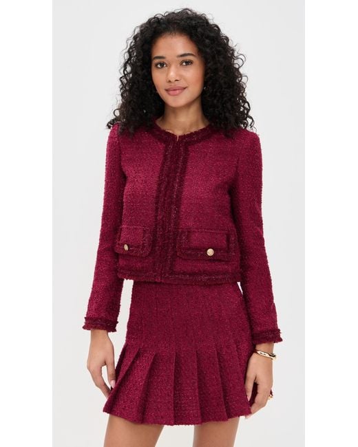 Alice + Olivia Red Landon Cropped Box Jacket