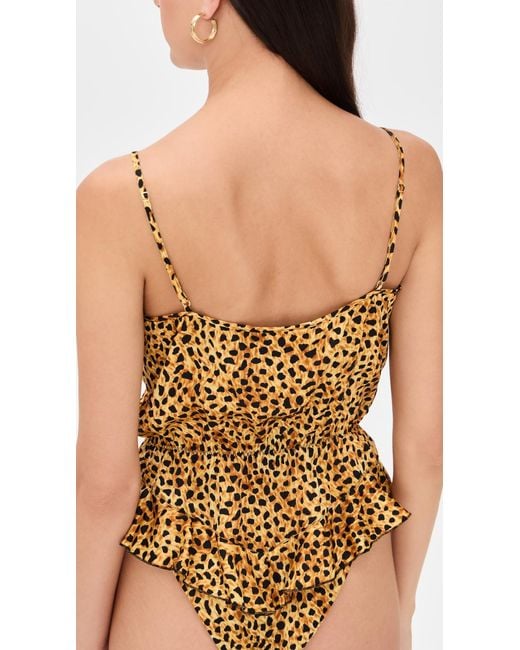 Versace Black Underwear Cheetah Allover Silk Satin Bodysuit