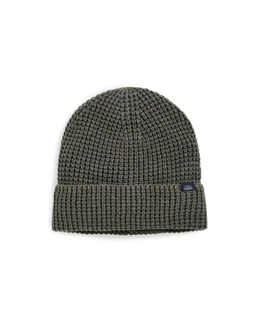 Faherty Brand Black Plaited Waffle Beanie for men