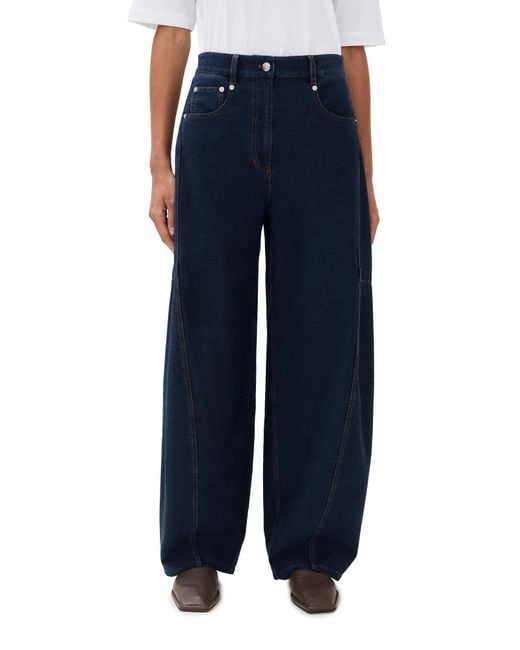 Tibi Blue Barre Denim Knit Sid Jeans