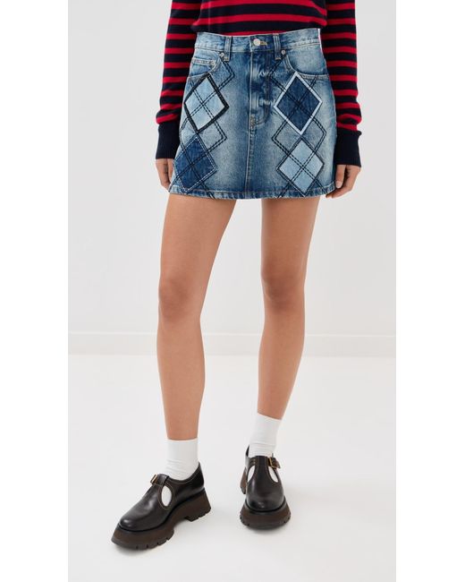 Marc Jacobs Blue Argyle Patchwork Mini Skirt