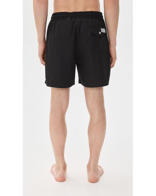 Polo Ralph Lauren Black Traveler Solid Swim Trunks for men