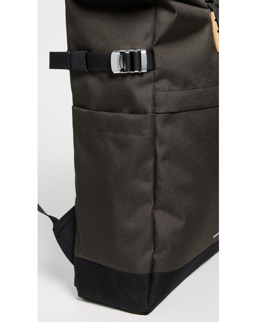 Sandqvist Black Icon Medium Rolltop Backpack for men