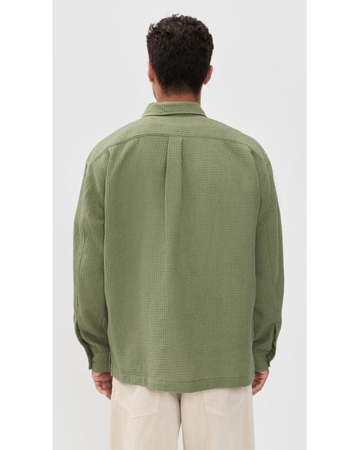 Bather Green Waffle Leisure Shirt for men