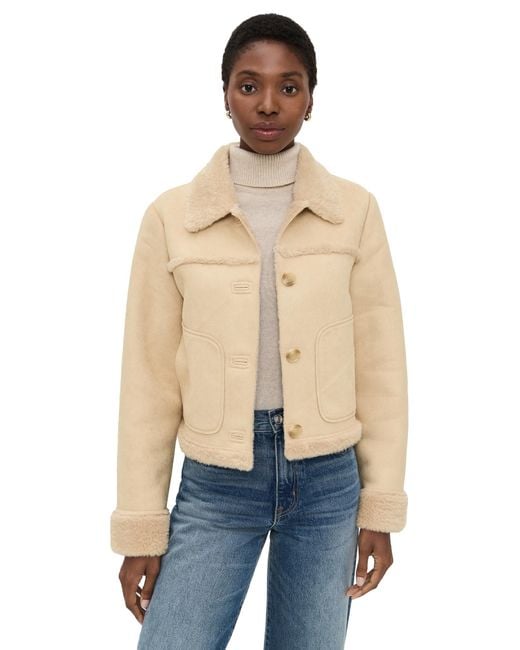 Le Jean Blue Astra Faux Suede Shearling Jacket