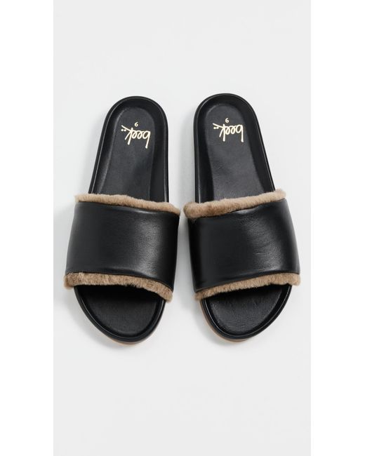 Beek Black Gallito Shearling Sandals