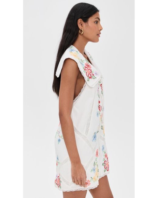Free People Willow Embroidered Mini Dress in White | Lyst