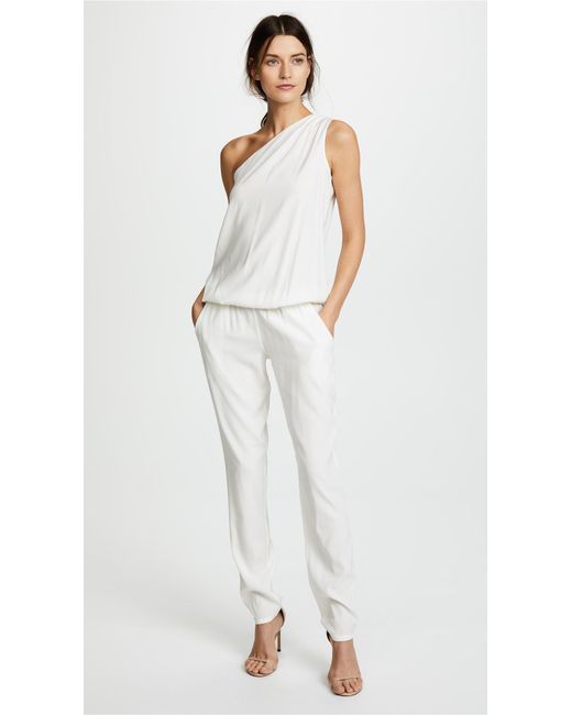 white one shoulder jumpsuit