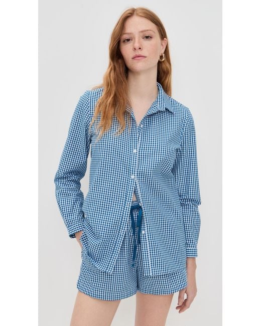 Playa Lucila Blue Button Down Top