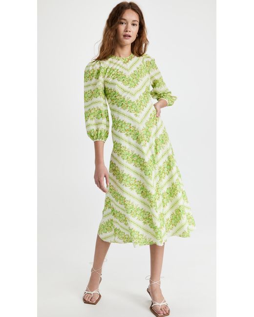 ALÉMAIS Cotton Jolene Chevron Midi Dress in Lime (Green) | Lyst Canada