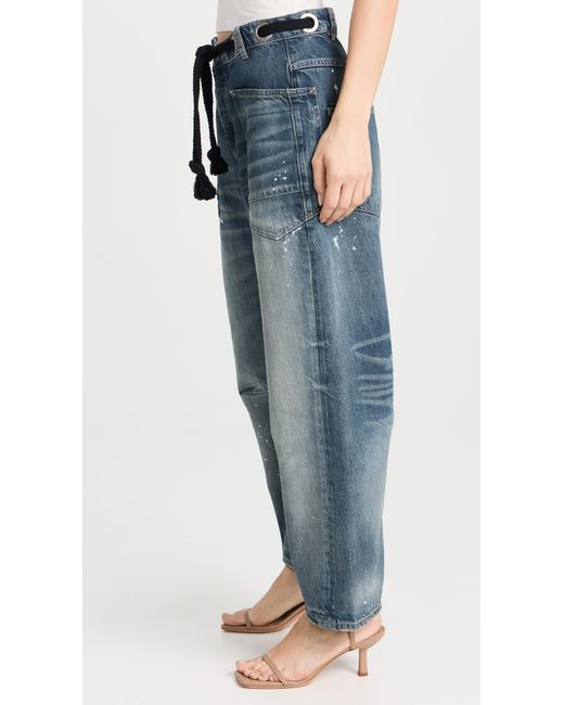 Free People Blue Moxie Pull-On Barrel Jeans