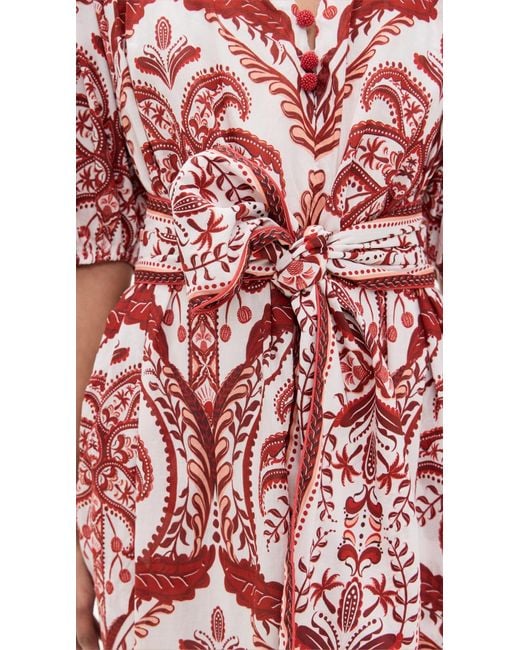 Farm Rio Red Tropical Cameo Off Maxi Dress