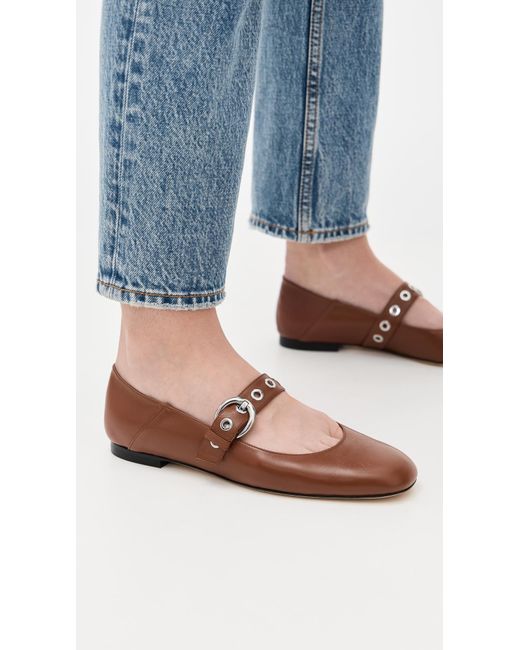 Stuart Weitzman Brown Supermoto Mary Jane Flats