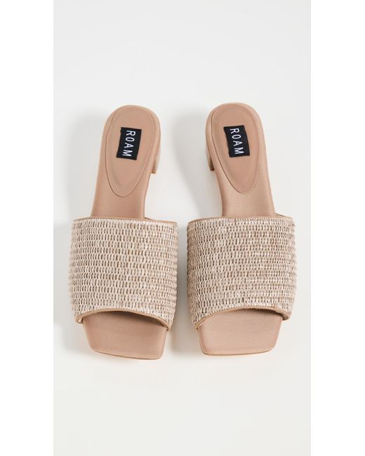 Roam Natural Raffia Square Block Heels