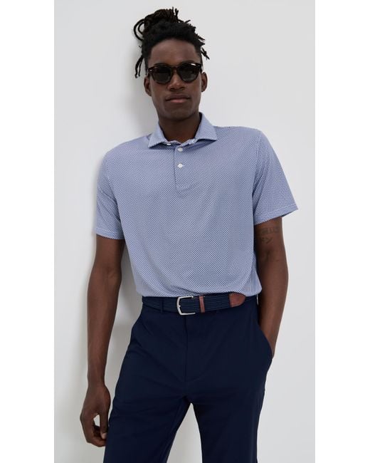 Ralph Lauren Blue Patterned Lightweight Airflow Polo for men