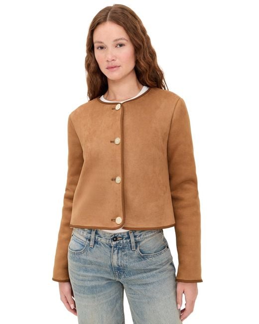 Alice + Olivia Blue Alma Faux Suede Teddy Jacket