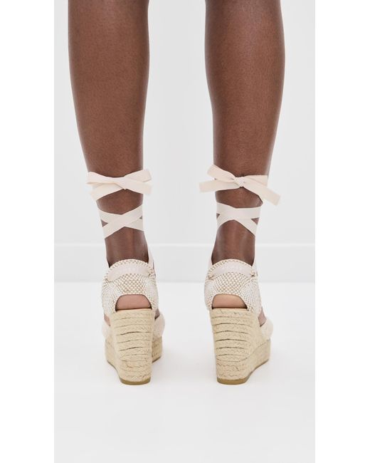 Manebí White Wedge Crochet Espadrilles