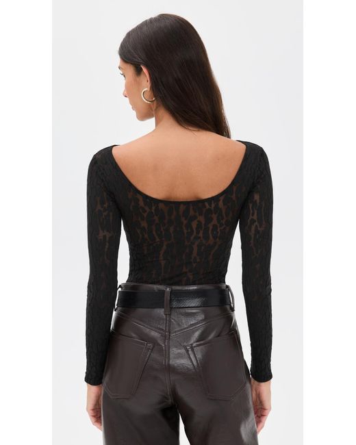 Wolford Black Leo String Thong Bodysuit