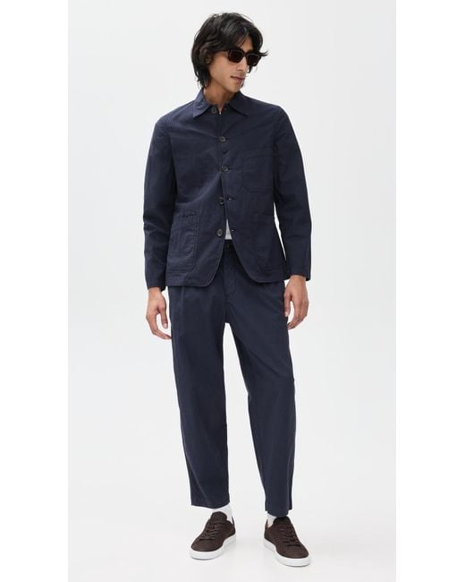 Universal Works Blue Seersucker Bakers Jacket for men