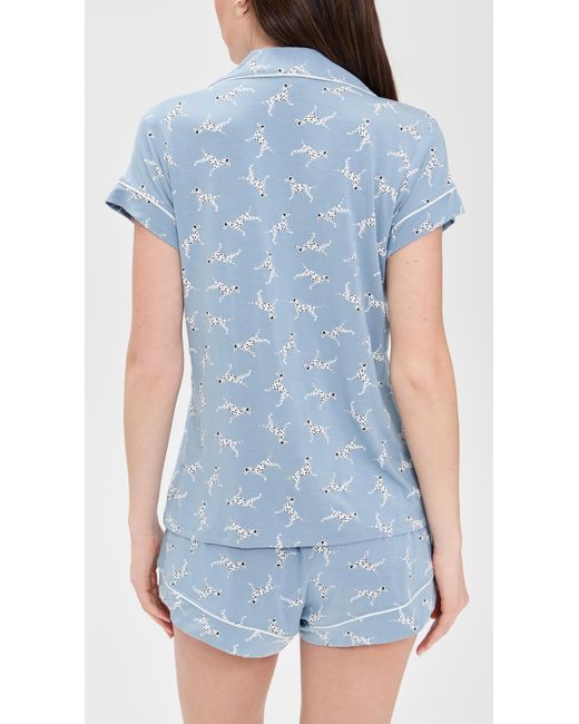 Eberjey Blue Gisele Printed Shortie Pajama Set