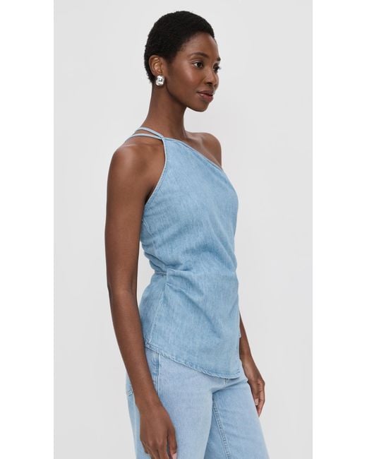 Closed Blue Wrap Top