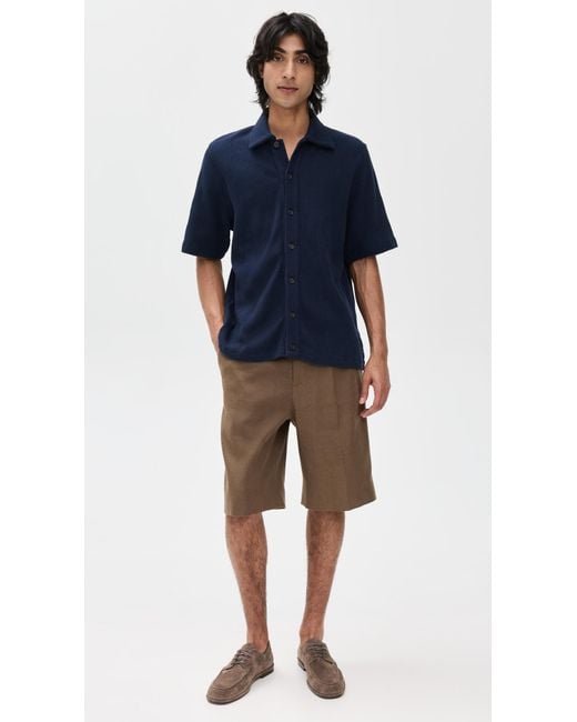 Universal Works Blue Button Through Polo for men
