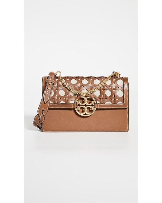 Tory Burch Miller Basket-weave Shoulder Bag in Brown | Lyst