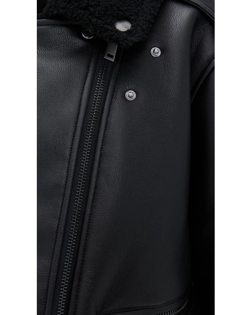 UGG Finnian Luxefluff Faux Leather Moto Jacket in Black | Lyst