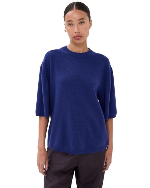 Tibi Blue Washable Cashmere Oversized Easy Tee