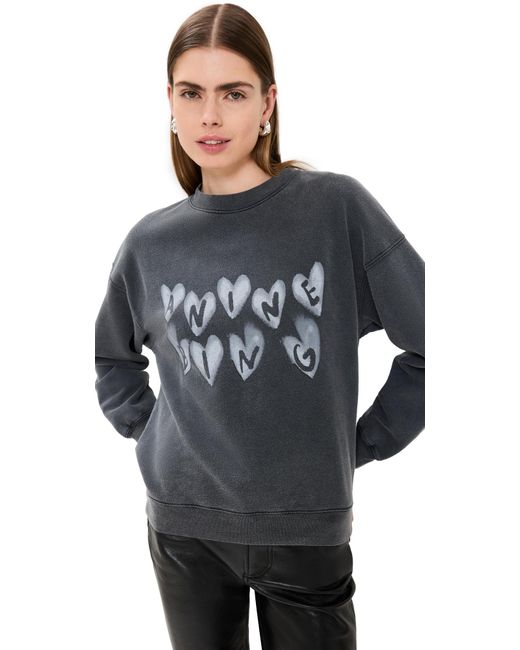 Anine Bing Black Spencer Sweatshirt Hearts