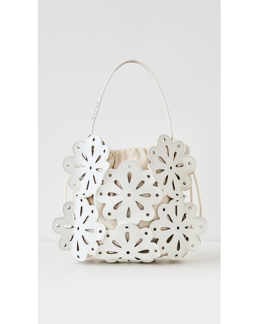 Staud White Flora Basket Bag