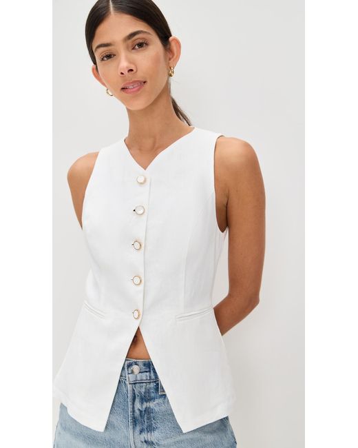 Reformation White Aspen Linen Top