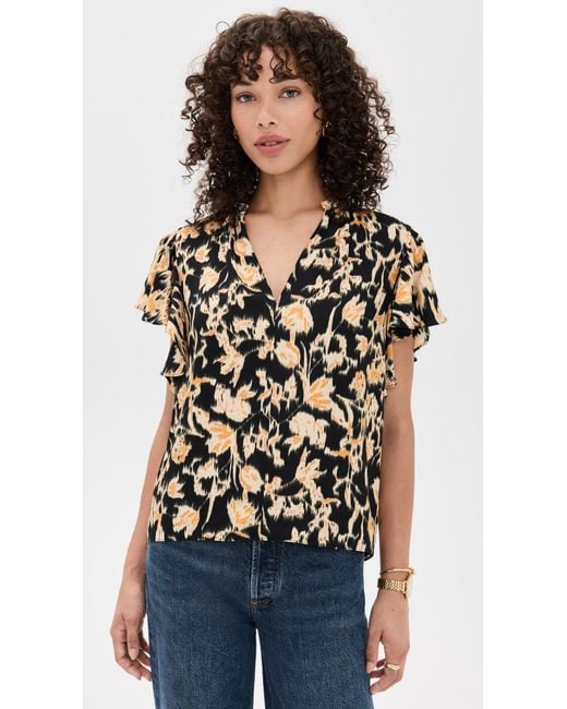 Ulla Johnson Black Lilo Flutter Sleeve Blouse