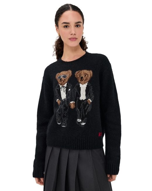 Polo Ralph Lauren Black Wool Blend Long Sleeve Crew Neck Sweater