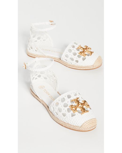 Tory Burch White Eleanor Woven D'orsay Flat Espadrilles