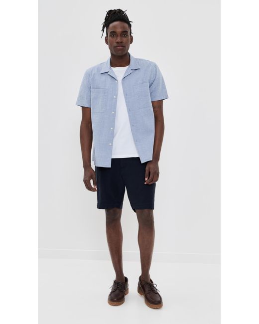 Vince Blue Seersucker Camp Shirt for men