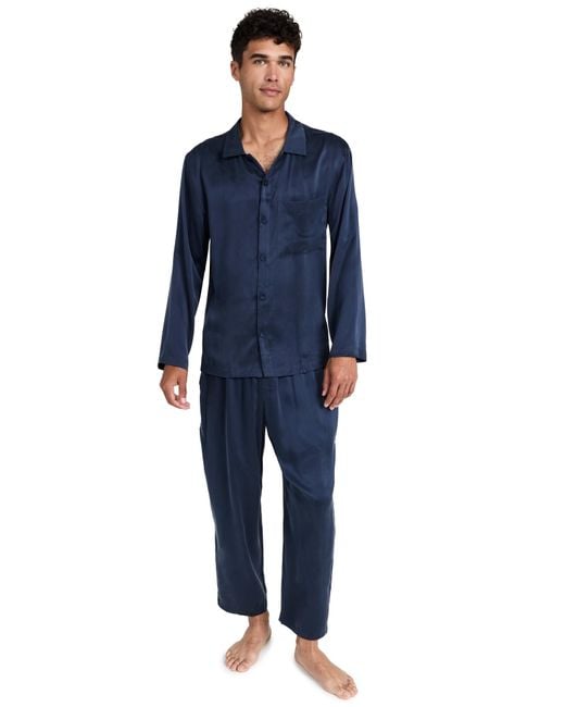 Lunya Blue Washable Silk Button Up Set for men