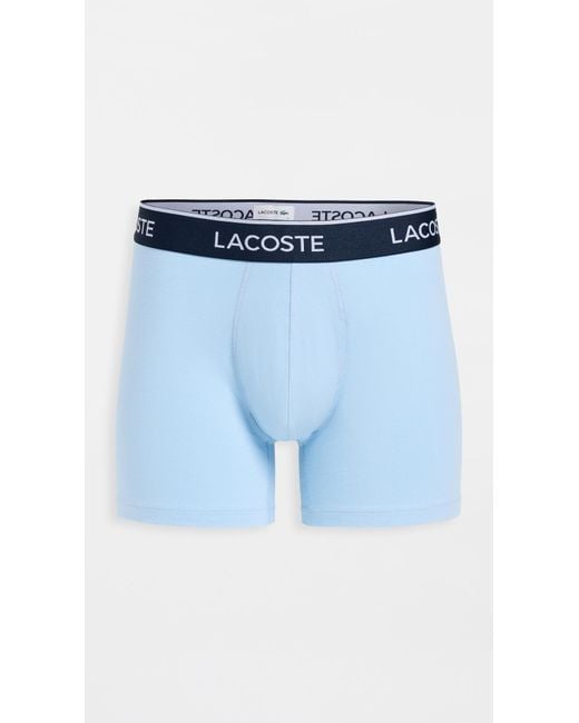 Lacoste Blue Cotton Stretch Jersey Boxer Briefs 3 Pack for men