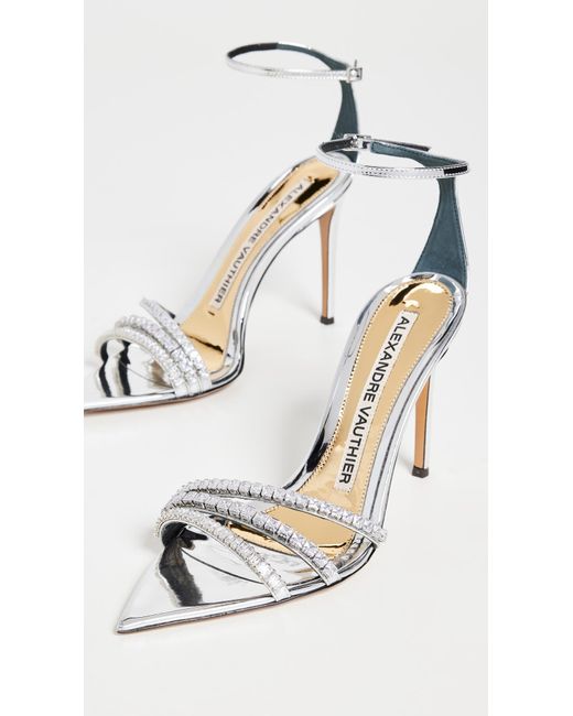 Alexandre Vauthier White Crystal Embellished Sandals