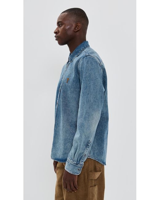 AMI Blue Used Light Denim Jacket for men