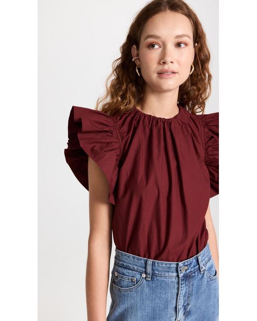 Ulla Johnson Cotton Leigh Top in Bordeaux (Red) | Lyst
