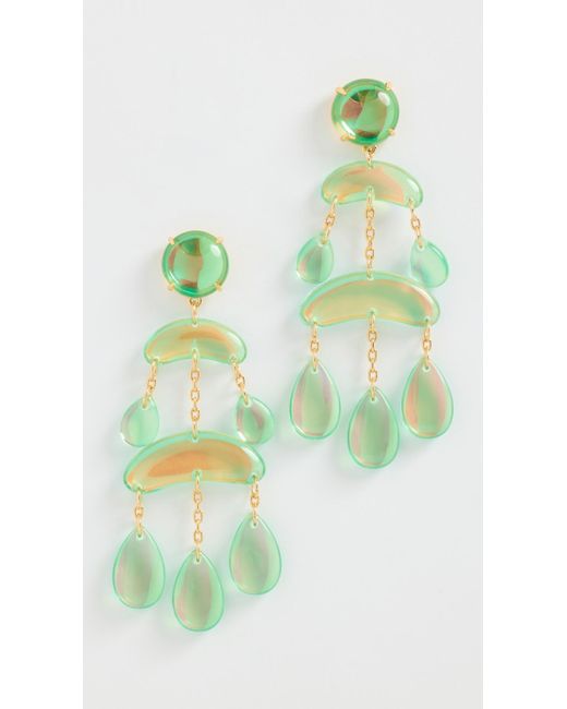 Lele Sadoughi Green Raindrop Chandelier Earrings